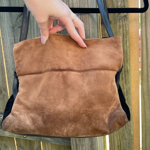 Vintage Nancy Bacich y2k Nude Color Block Genuine Leather Tote Purse - Picture 6 of 10